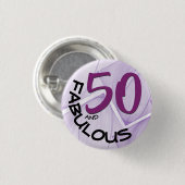 50 und fabelhafte Geburtstagsgeburt Lila Schwarze Button (Vorne & Hinten)