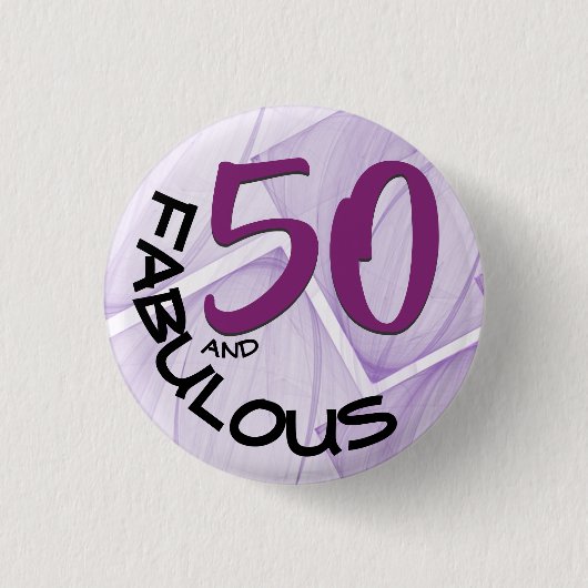 50 und fabelhafte Geburtstagsgeburt Lila Schwarze Button (Vorderseite)