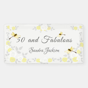 50 und fabelhafte Geburtstagsgelb Graue Blüte Banner