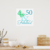50 und fabelhafte Geburtstagsgeschenke (Aqua) Poster (Küche)