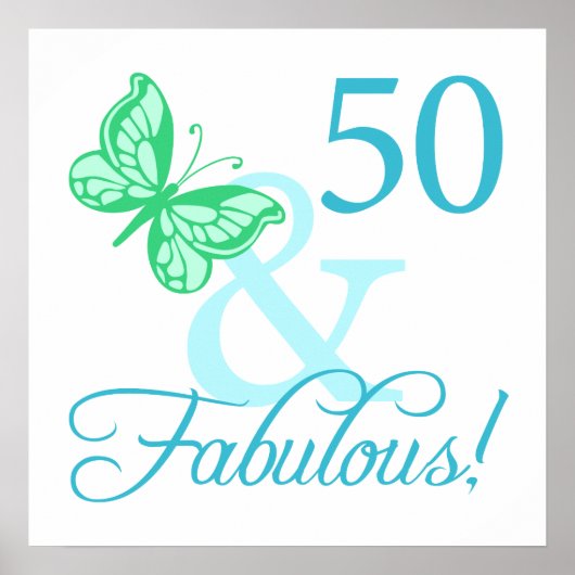 50 und fabelhafte Geburtstagsgeschenke (Aqua) Poster (Vorne)