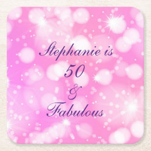 50 und fabelhafte Geburtstagskleidung Pink Rose Li Rechteckiger Pappuntersetzer