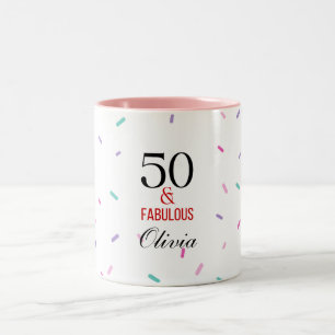 50 und fabelhafte Geburtstagsparty Colorful Confet Zweifarbige Tasse