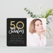 50 und fabelhafte Geburtstagsparty Foto Einladung (Stehend Vorderseite)