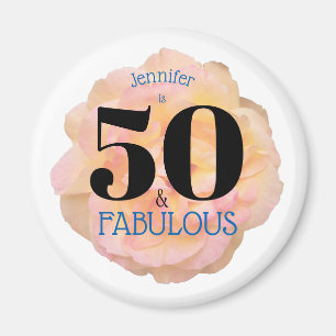 50 und fabelhafte Geburtstagsparty Peach Rose Magnet