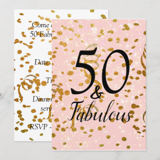 50 und fabelhafte Geburtstagsparty Pink Gold Confe Einladung