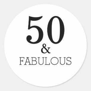 50 und fabelhafte Geburtstagsparty Schwarz-weiß El Runder Aufkleber