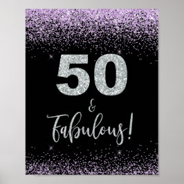50 und fabelhafte Geburtstagsparty Sign Black & Li Poster