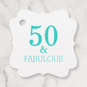 50 und fabelhafte Geburtstagsparty Weiß Türkis Geschenkanhänger