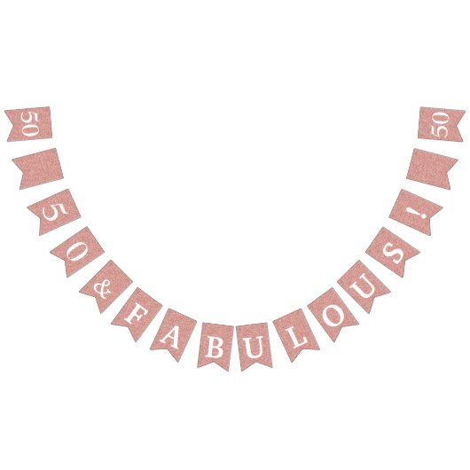 50 und fabelhafte Glitterie Rose Gold White Geburt Wimpelkette (Alle)