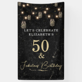 50 und fabelhafte Gold Black Marble Mason Jar Ligh Banner