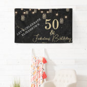 50 und fabelhafte Gold Black Marble Mason Jar Ligh Banner (Insitu)
