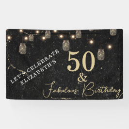 50 und fabelhafte Gold Black Marble Mason Jar Ligh Banner