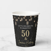 50 und fabelhafte Gold Black Marble Mason Jar Ligh Pappbecher (Rückseite)