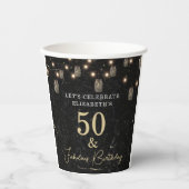 50 und fabelhafte Gold Black Marble Mason Jar Ligh Pappbecher (Vorderseite)