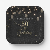 50 und fabelhafte Gold Black Marble Mason Jar Ligh Pappteller (Vorderseite)