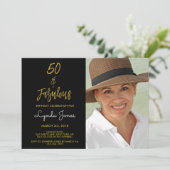 50 und fabelhafte Gold Foil Geburtstagsfeier Einla Einladung (Stehend Vorderseite)