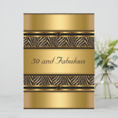 50 und fabelhafte Gold Geburtstagsparty Einladung (Stehend Vorderseite)