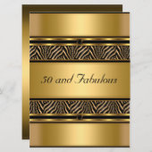 50 und fabelhafte Gold Geburtstagsparty Einladung (Vorne/Hinten)