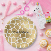 50 und fabelhafte Gold Giraffe Drucken Abstrakt Pappteller (Party)