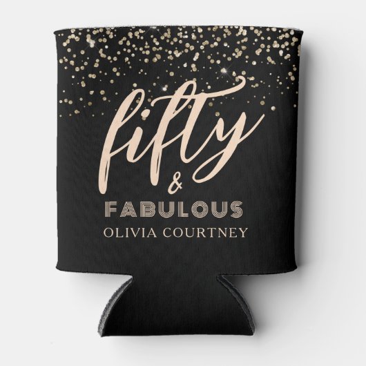 50 und fabelhafte Gold Glitzer Black Birthday Dosenkühler (Vorderseite)