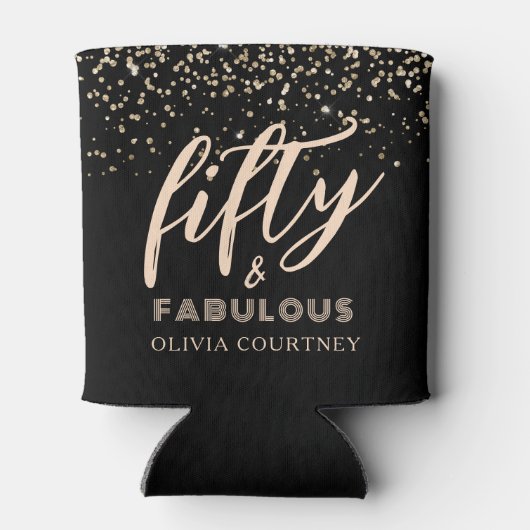 50 und fabelhafte Gold Glitzer Black Birthday Dosenkühler (Rückseite)
