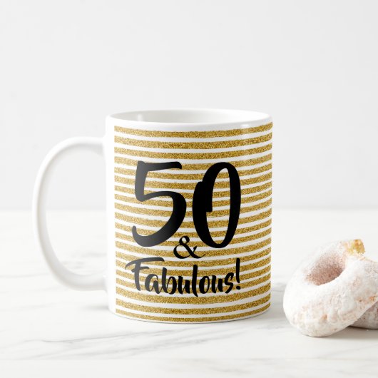 50 und fabelhafte Gold Glitzer Tasse (Mit Donut)