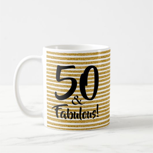 50 und fabelhafte Gold Glitzer Tasse (Links)