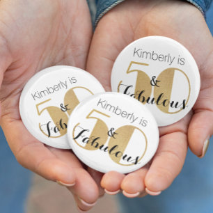 50 und fabelhafte Gold Personalisierte Geburtstags Button