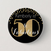 50 und fabelhafte Gold Personalisierte Geburtstags Button (Vorderseite)