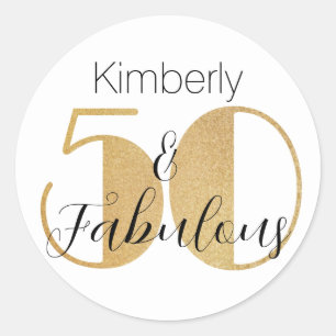 50 und fabelhafte Gold Personalisierte Geburtstags Runder Aufkleber