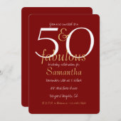 50 und fabelhafte Gold Red 50. Geburtstag Einladung (Vorne/Hinten)