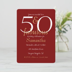 50 und fabelhafte Gold Red 50. Geburtstag Einladung