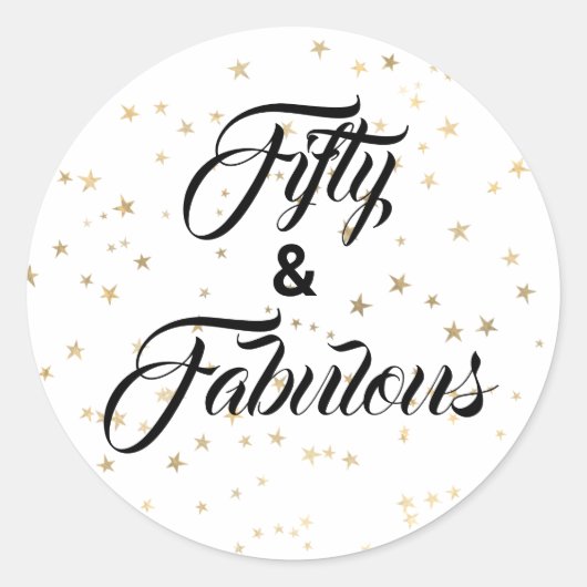 50 und fabelhafte Gold Stars Classic Round Sticker (Vorderseite)
