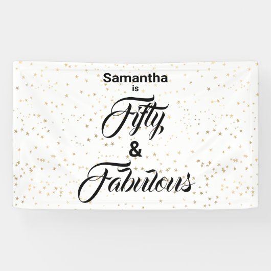 50 und fabelhafte Gold Stars Personalisiertes Bann Banner (Horizontal)