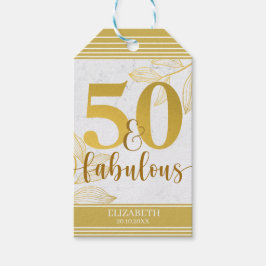 50 und fabelhafte Gold Typografy Foliage Gift Tags Geschenkanhänger