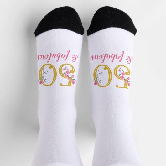 50 und fabelhafte Gold und Rosa Blüten Socken (Oben)