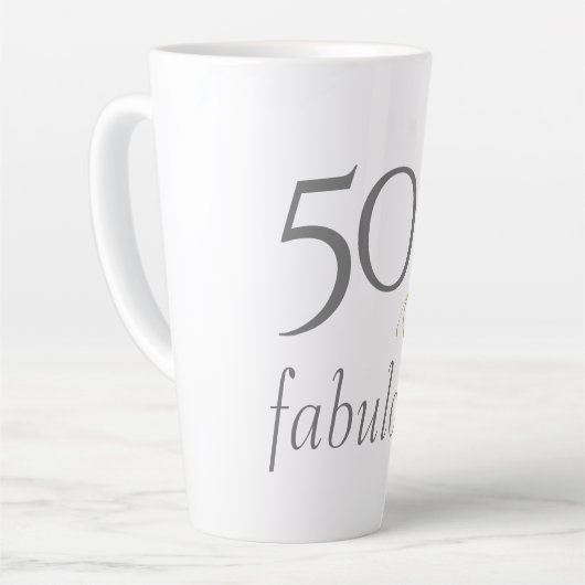 50 und fabelhafte Gray & Gold Script 50. Geburtsta Milchtasse (Linke Ecke)