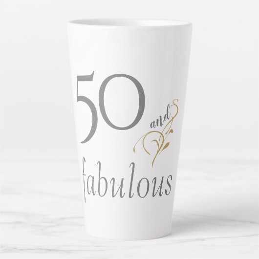 50 und fabelhafte Gray & Gold Script 50. Geburtsta Milchtasse (Vorderseite)