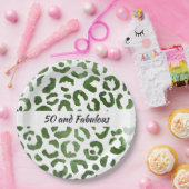 50 und fabelhafte grüne Cheetah Print Abstrakt Pappteller (Party)