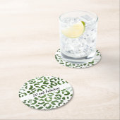 50 und fabelhafte grüne Cheetah Print Abstrakt Runder Pappuntersetzer (Vor Ort)