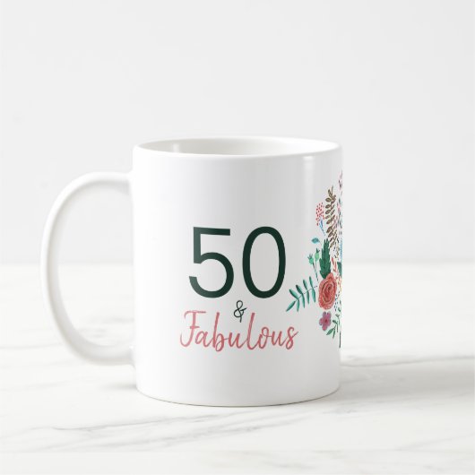 50 und fabelhafte grüne elegante florale Wasserfar Kaffeetasse (Links)