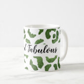 50 und fabelhafte grüne und weiße Cheetah Print Kaffeetasse (VorderseiteRechts)