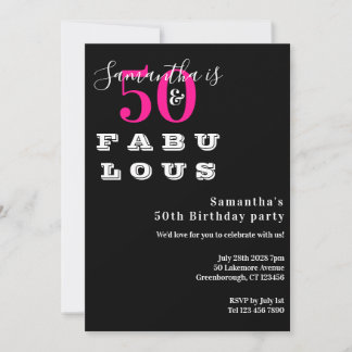 50 und fabelhafte Hot Pink 50. Geburtstagsparty Einladung