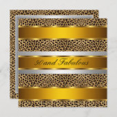 50 und fabelhafte Leopard Gold Party Einladung (Vorne/Hinten)