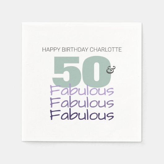 50 und fabelhafte Lila Geburtstagsparty Serviette (Vorderseite)