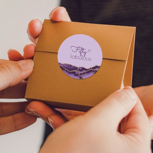 50 und fabelhafte Lila Goldbrieffavoriten Runder Aufkleber