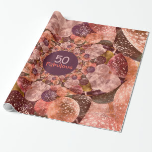 50 und fabelhafte lila rosa Kaleidoskop-Ballone Geschenkpapier