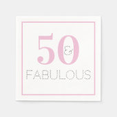 50 und fabelhafte Modern Pink Birthday Party Serviette (Vorderseite)