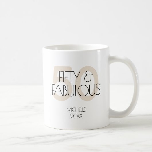 50 und fabelhafte Modern Simple 50 Birthday Party Kaffeetasse (Rechts)